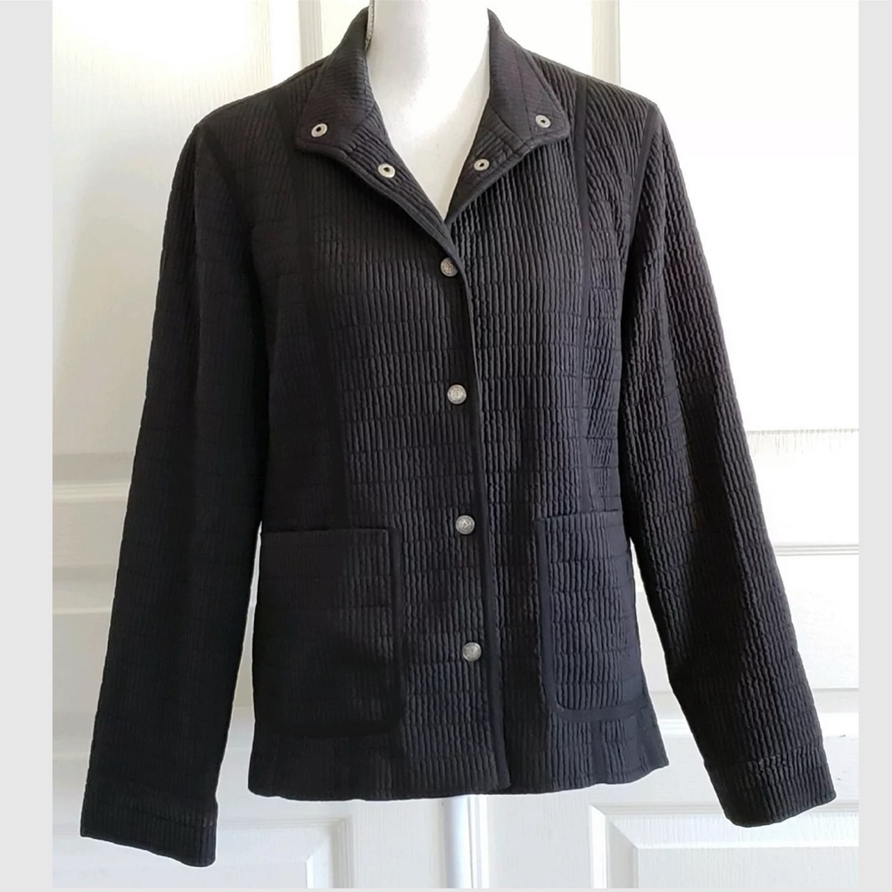 Aeros Kristen Blake Quilted Back Button Up Jacket